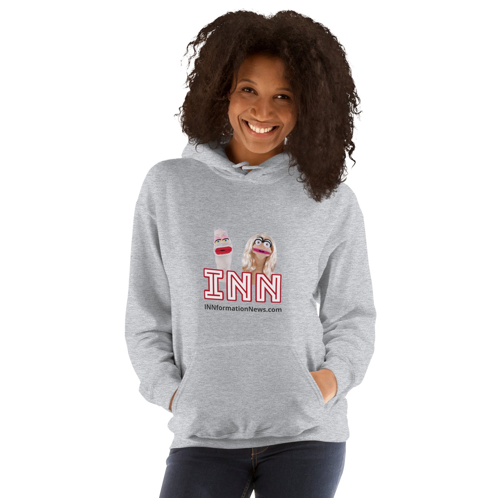 INN 'Brian & Sandy - WHITE Logo' Unisex Hoodie - Image 2