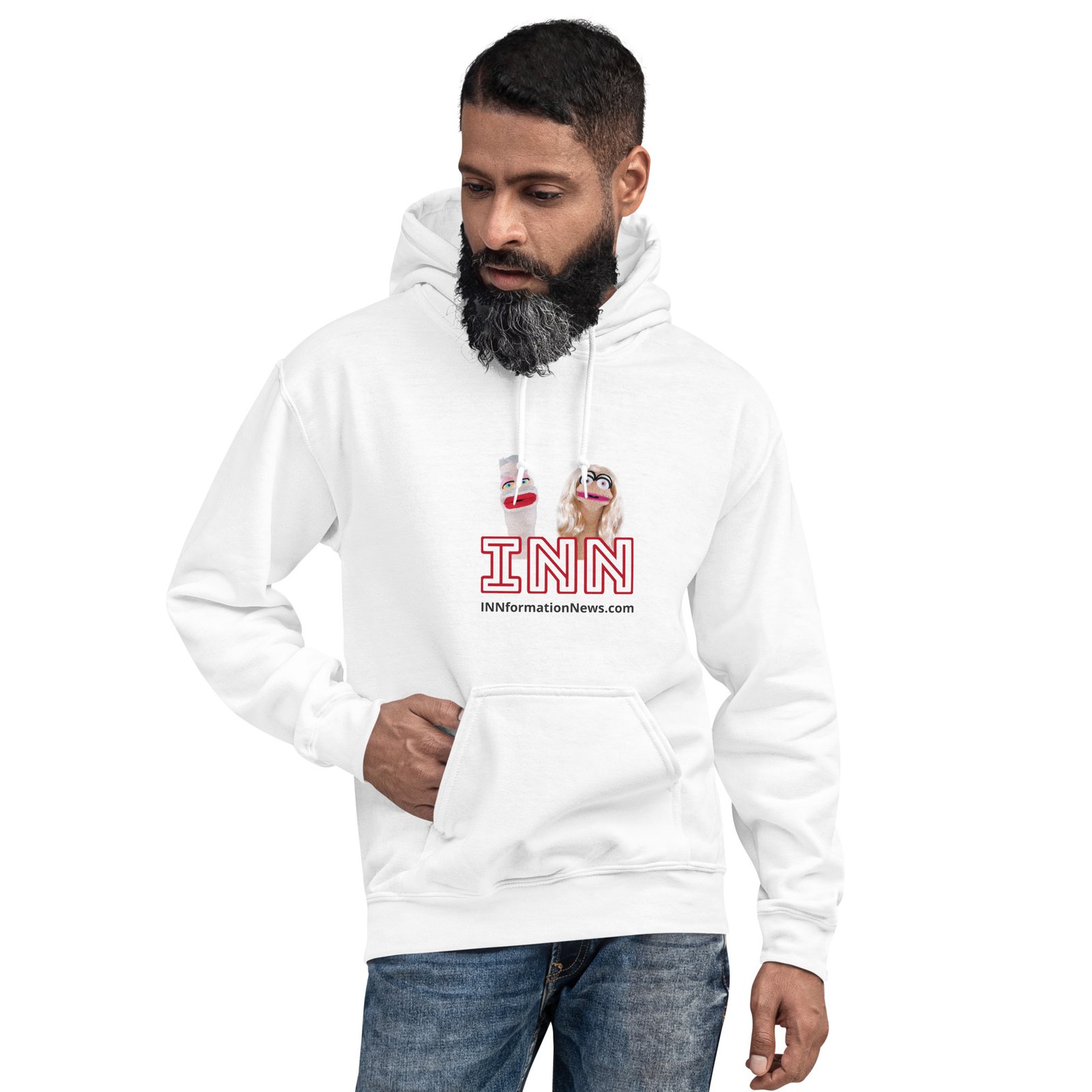 INN 'Brian & Sandy - WHITE Logo' Unisex Hoodie - Image 12