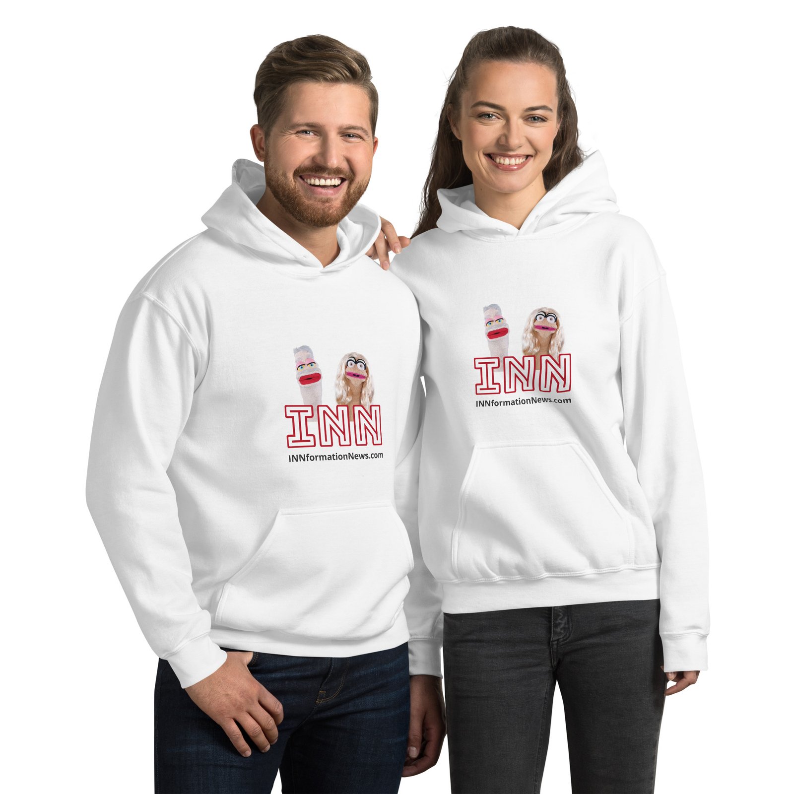INN 'Brian & Sandy - WHITE Logo' Unisex Hoodie - Image 14