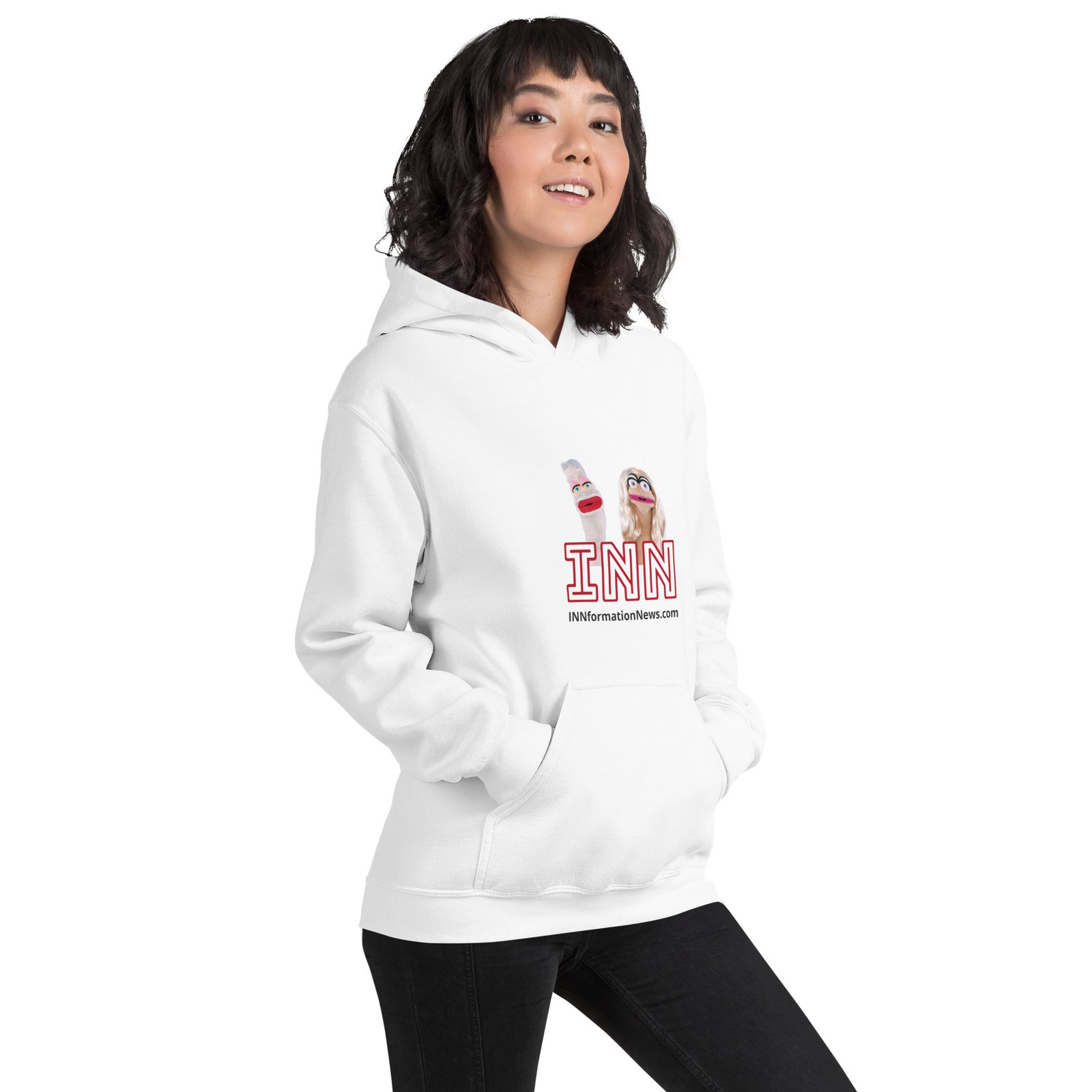 INN 'Brian & Sandy - WHITE Logo' Unisex Hoodie - Image 11